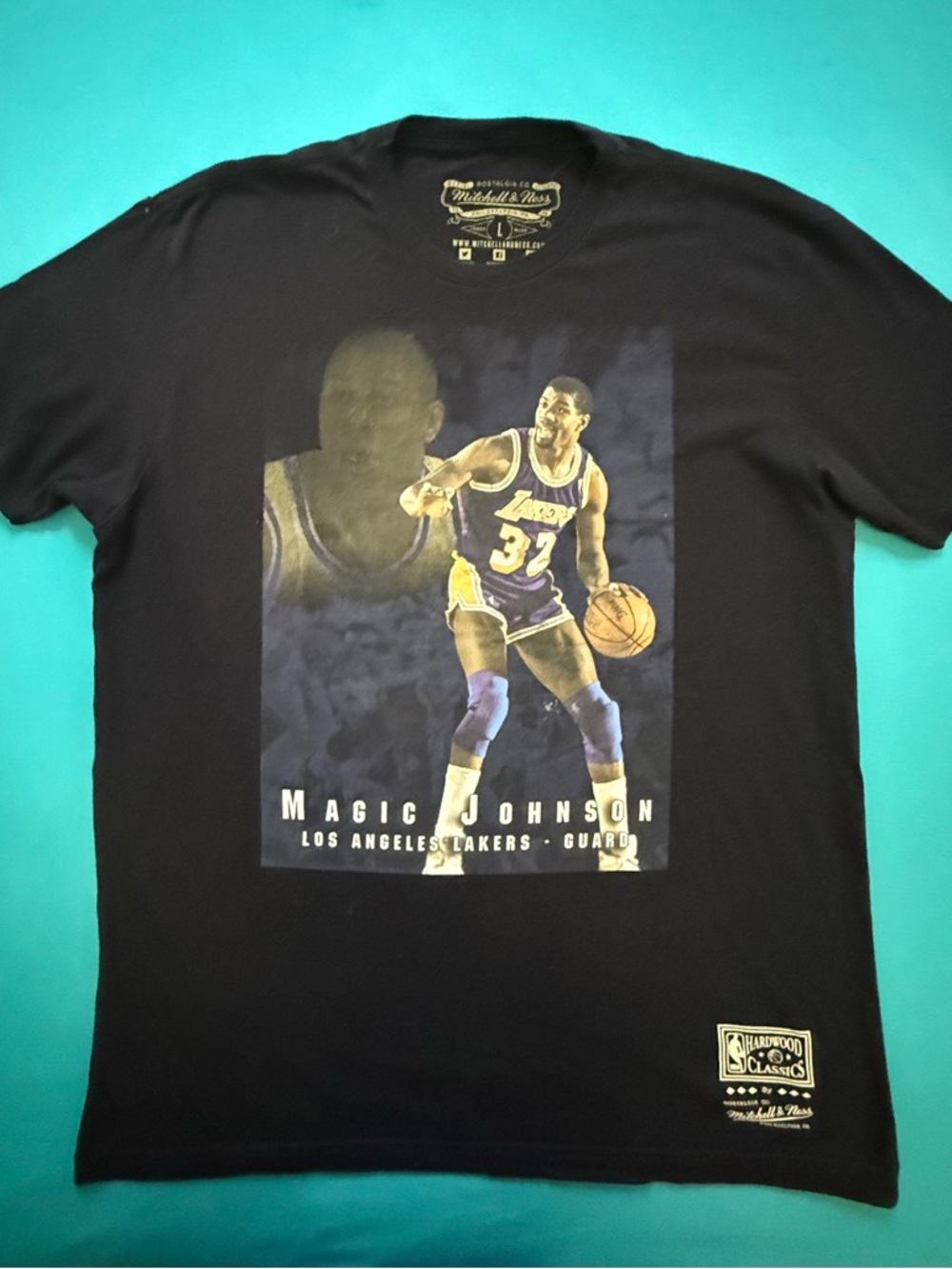 Mitchell & Ness Black Los Angeles Lakers Magic Johnson Graphic Tee